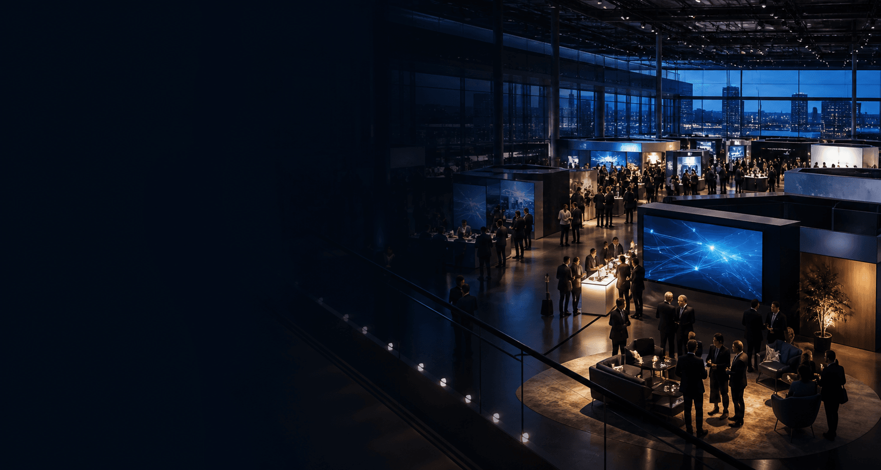 A modern technology trade show where teams connect around intelligent digital experiences